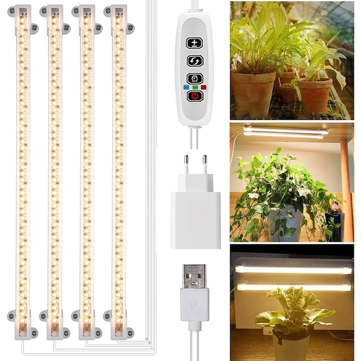 Lampa pentru cresterea plantelor de interior 3 Moduri 10 Nivele de Luminozitate timer automat intensitate lumina reglabila Alb