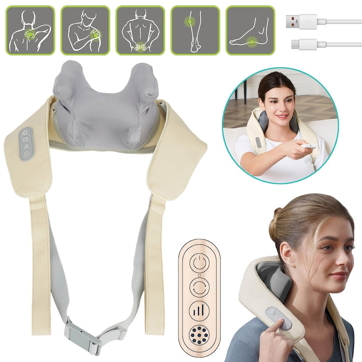 Shiatsu Neck Massager with Heat Cordless Shoulder Massager for Neck and Shoulder Pain Relief Deep Tissue Massage Portable Gifts for Women and Men