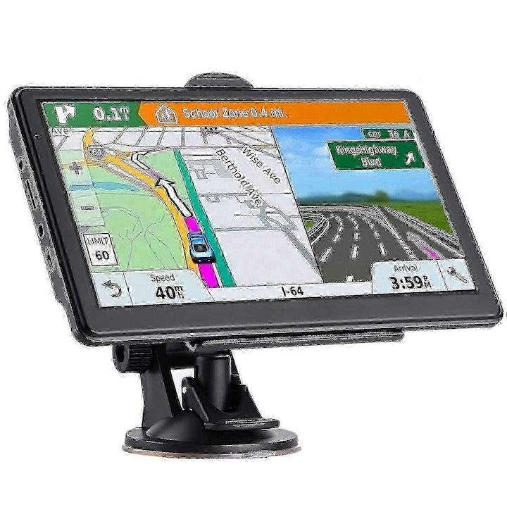 Navigator GPS auto 7 inch ecran tactil cu ghidare vocala si alerte trafic