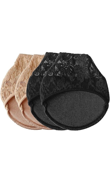 Nybgyy - Set 2 perechi sosete dantela Ice Silk pentru respirabile antiderapante invizibile negru/bej one size
