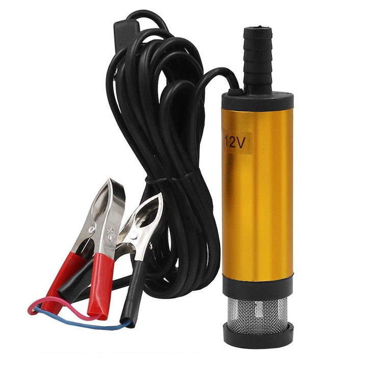 Pompa electrica de transfer combustibil ZOUN 12 V 15 l/min furtun de evacuare de 16 mm portabila usor de utilizat potrivita pentru combustibil lichide etc. aurie