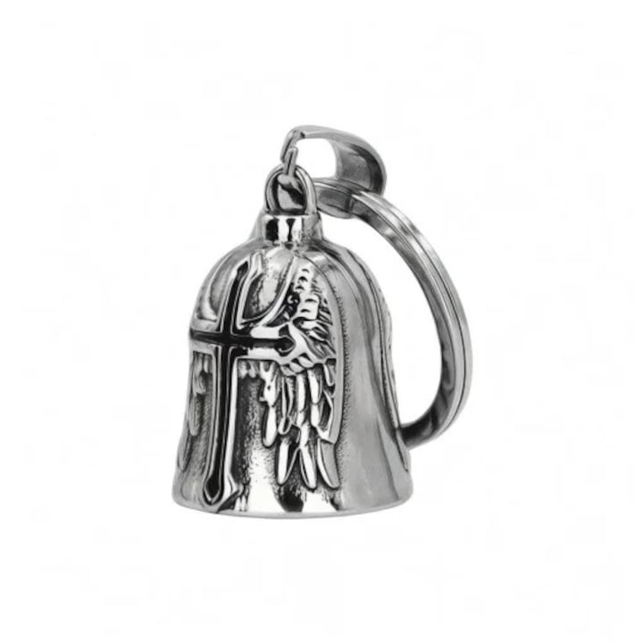 Guardian bell / Lucky bell / Moto talisman - Black Cross