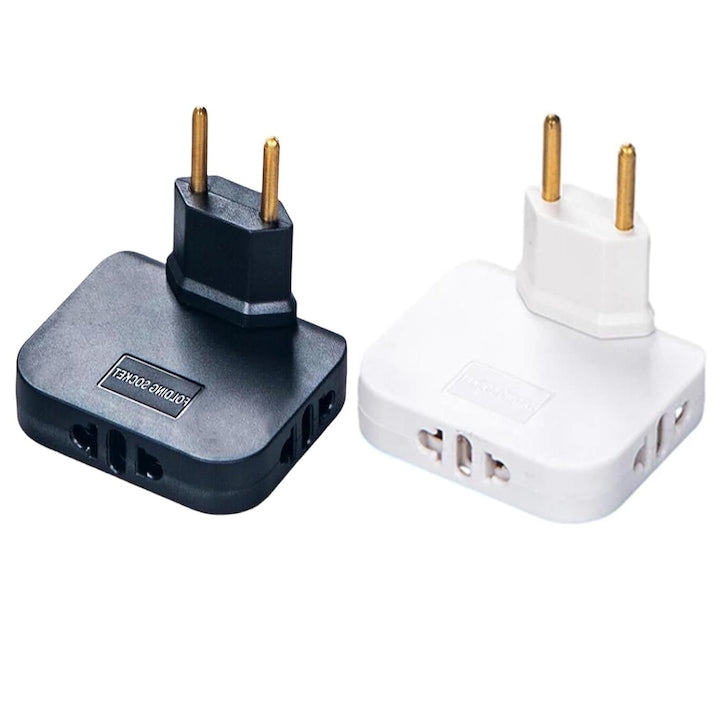 Set de 2 Adaptoare Nybgyy Priza Tripla Rotativa 180° pentru Spatii Inguste Alb/Negru 6.6x5.8x1.5cm