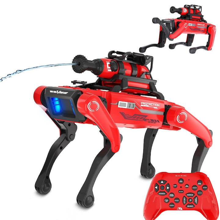 Caine Robot Pompier pentru Copii WALALLA Versiune Pompier cu 20+ Actiuni Control Vocal si Telecomanda 25m STEM Baterie Reincarcabila Cadou pentru Varste 6+ Rosu