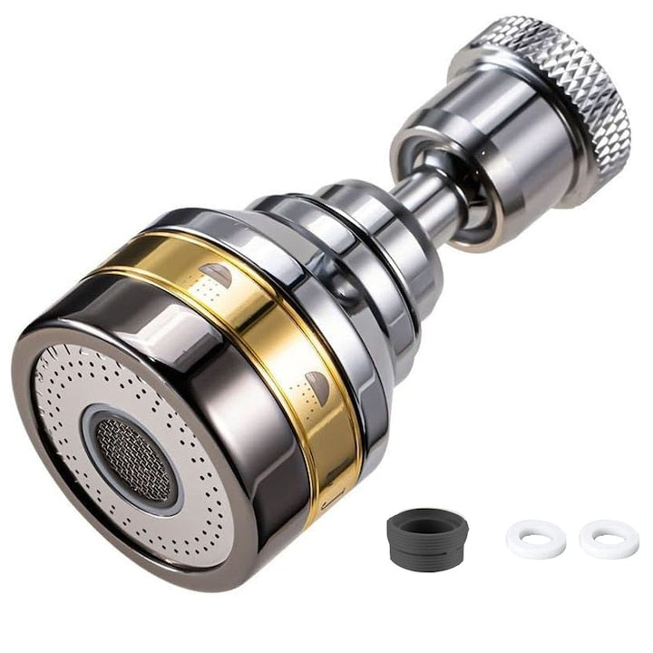 Adaptor flexibil universal Axroad Mall 75 mm 3 moduri de pulverizare a fluxului de apa Rasucirea si rotirea la 360 de grade Usor de instalat Pentru robinet bucatarie sau baie Inox + ABS Argintiu/Auriu