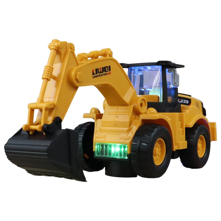 ZOUN Electric Excavator for children, with music and flashing lights, for children over 1 year old, with movable joints, for stimulating children's interest and knowledge, yellow