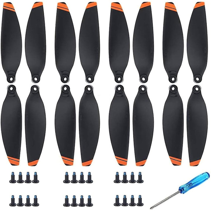Set 16 x elice pentru DJI Mini 2 / SE/4K Duueyct fibra de carbon si sticla zgomot redus portocaliu cu suruburi si surubelnita nergu