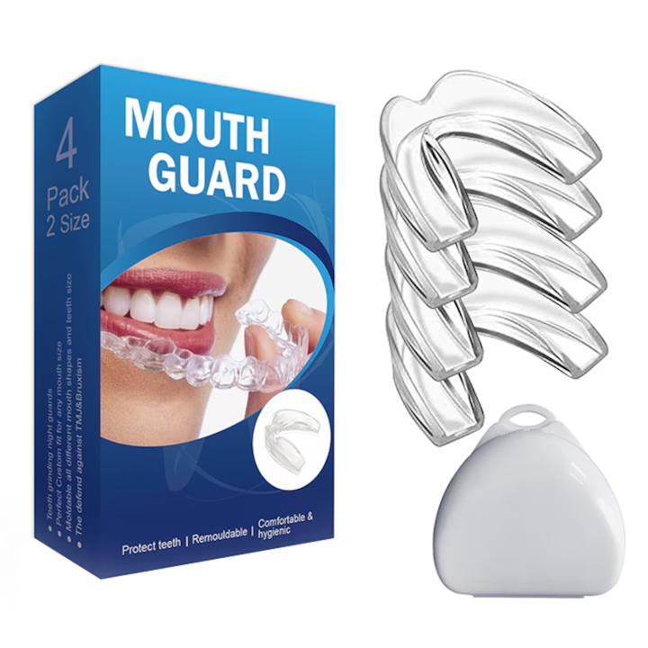 Set 4 gutiere bruxism EVA Cutie depozitare 2 Dimensiuni Transparent