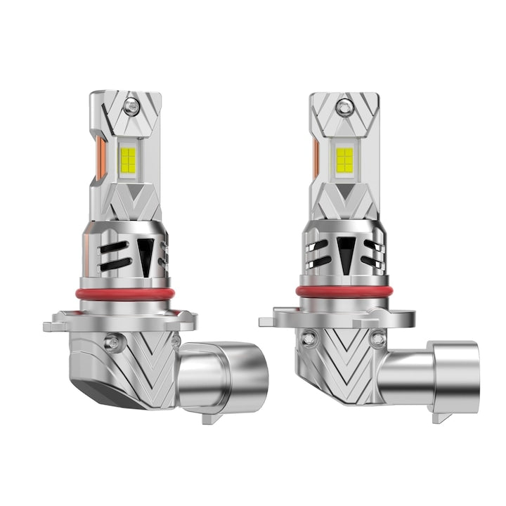 Set of 2 LED Car Bulbs 12V 9005 HB3 6000K Cool White Plug and Play Non-Destructive Replacement 1:1 Original Headlights Aviation Aluminum with Cooling Fan
