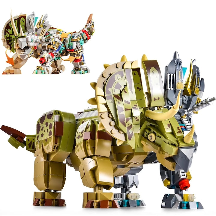 Set de constructie Triceratops 1368 piese articulatii mobile multicolor 36x14x17cm