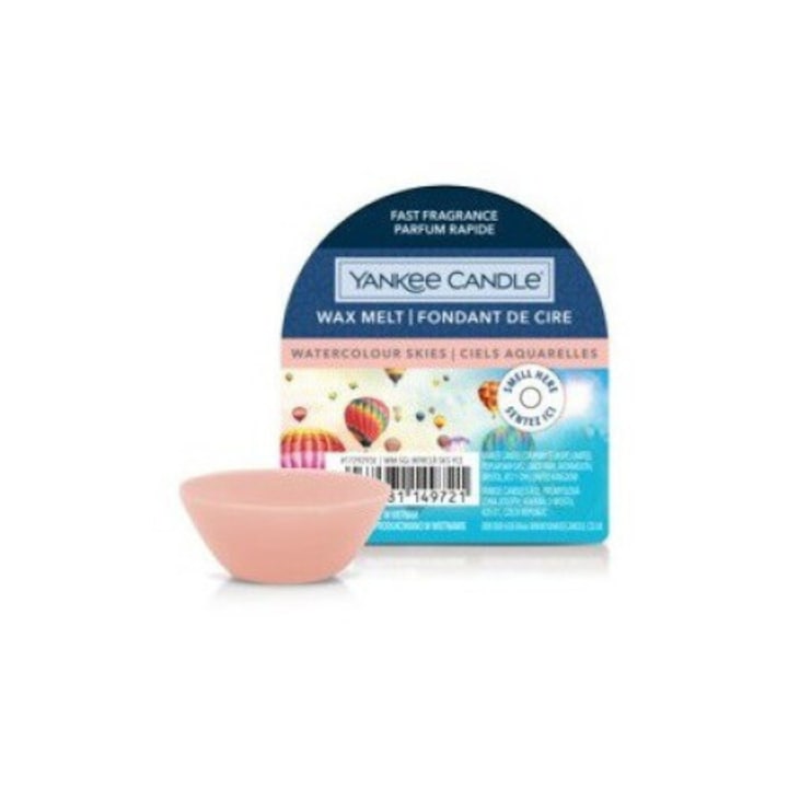 Lumanare Yankee Candle Watercolour Skies aroma de iasomie si casmir 150g