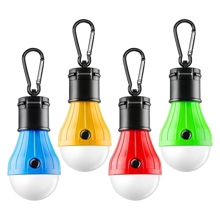 Lampi de camping LED set 4 buc 150 lumeni 3 moduri de iluminare rezistenta la apa IPX8 pentru cort si drumetii OUYLAF Multicolor