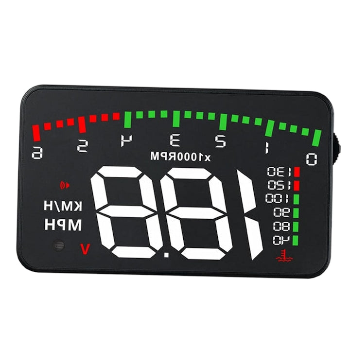 HUD Head Up Display for Windshield, OBD, 3 inch LED Display, Multiple Information Display, Automatic Alarm, Easy to Install, Speed/RPM/Water Temperature/Voltage, YQLAFT, Black