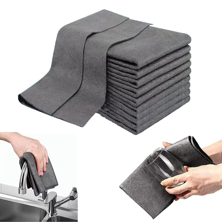 Laveta magica pentru curatare fara urme zgarieturi sau scame multifunctionala pentru geamuri bucatarie baie masina material microfibra 30X30 cm culoare gri
