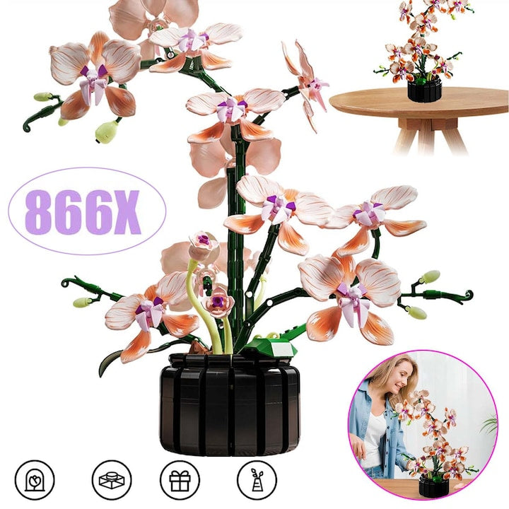 Set de Constructie CHOOLY Kit Orhidee cu 866 piese Decor Acasă 39 5x38x15 5cm