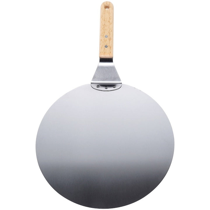 Spatula Pentru Pizza Vilde 48.5x30.5x9 cm Placa De Lucru Din Otel Inoxidabil Mat Maner Din Lemn Confortabil Forma Special Profilata Utilizare Universala Argintie