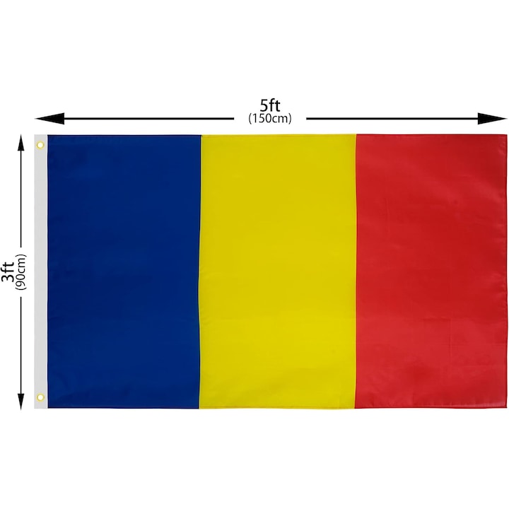 Steag Romania HCT 150x90 cm din Poliester Rezistent si Impermeabil cu 2 Inele din Alama Drapel National pentru Exterior Parade si Meciuri