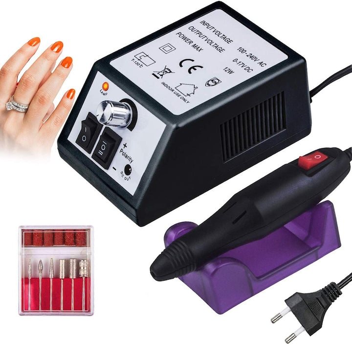 Pila Electrica Pentru Unghii Profesionala Instrumente De Lustruire Pentru Unghii Cu Gel Acrilic Manichiura Si Pedichiura Burghie Pentru Unghii Cu 6 Biti De Slefuit Viteza Reglabila 2000-15000 RPM