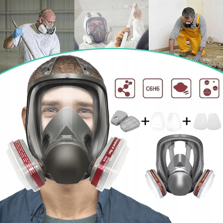 CHOOLY Reusable Full Face Respirator with Replaceable Filters for Chemicals, Set