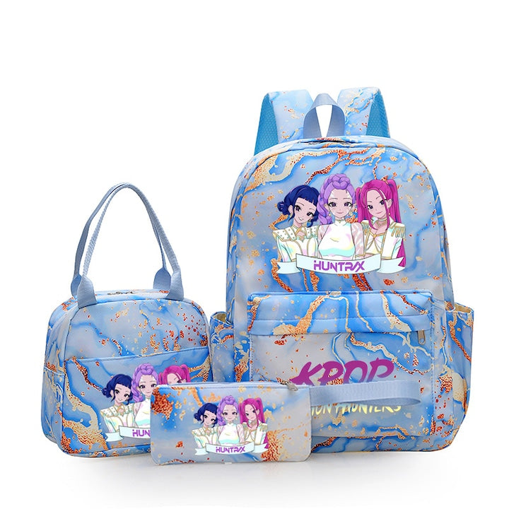 Ghiozdan K-POP Witch Hunt set de trei piese albastru 31x14x42cm