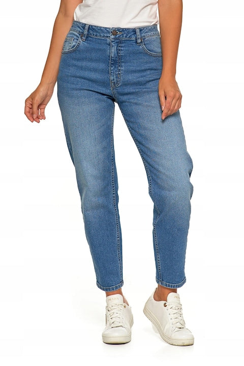 Moraj - Women's Mom Fit High-Waisted Denim Jeans, Cotton, Blue, 38 EU, 12 interest-free installments