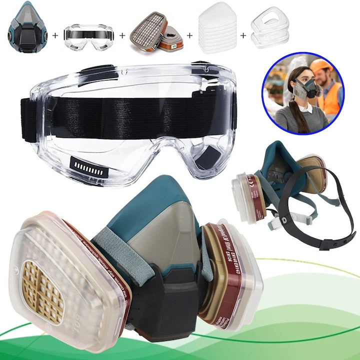 Set masca respiratorie reutilizabilă CHOOLY protecție împotriva prafului și vapori silicon ochelari de protecție