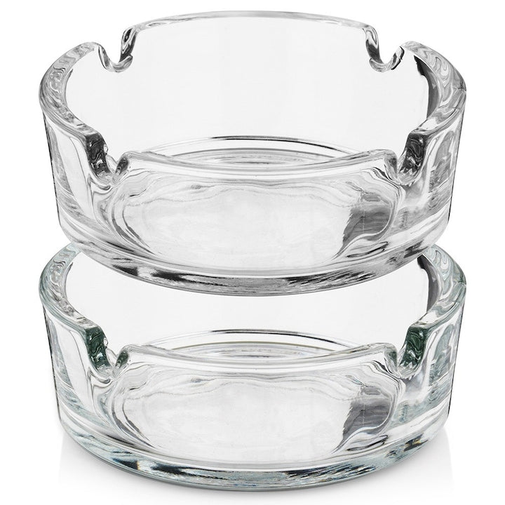 Set De Scrumiera Din Sticla Vilde 2 Buc 8x8x3 cm Sticla 4 Adancituri Pentru Tigari Design Clasic Utilizare Universala Transparent