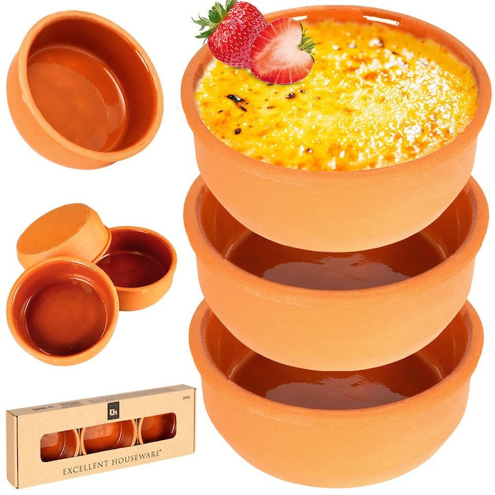 Set Boluri De Copt Excellent Houseware 3 Bucati 200 ml 12x4 cm Ceramice Rezistente La Caldura Potrivite Pentru Microunde Masina De Spalat Vase Si Frigider Portocalii