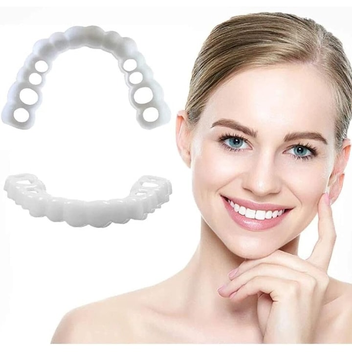Set 2 fatete dentare temporare alb stralucitor confortabile universale