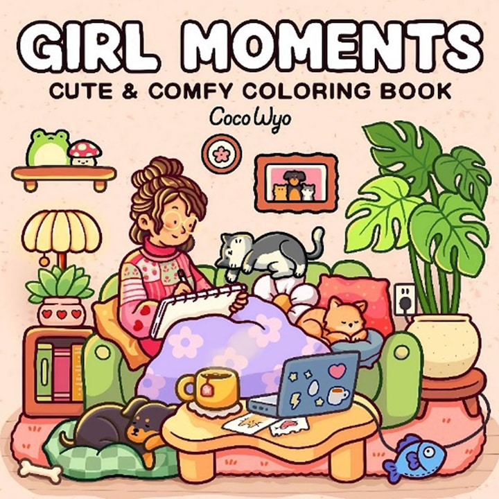 Carte de Colorat Coperta Cartonata carte interactiva plina de culori vibrante Desene Haioase Girl Moments pentru Copii