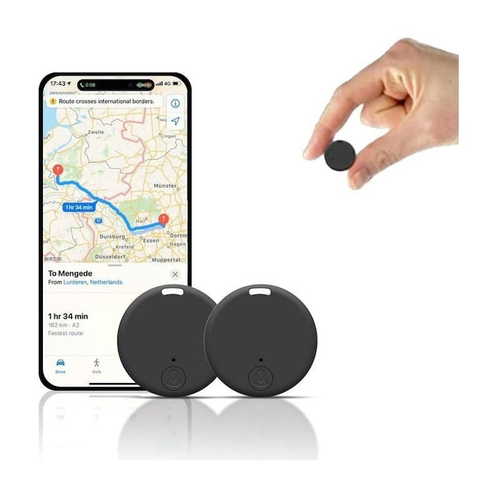 Tracker GPS mini localizator anti-pierdere cu baterie 6 luni urmarire in timp real prin aplicatie Negru 1 buc