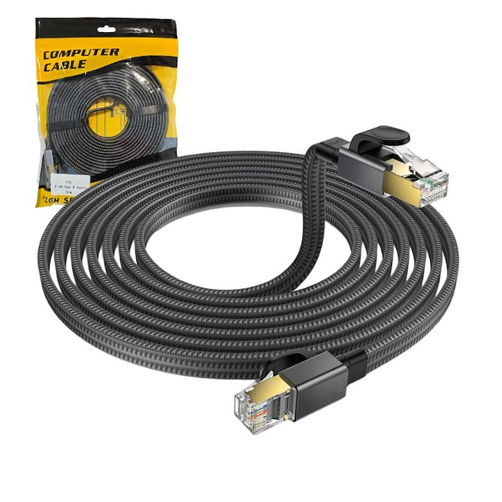 Ethernet Cable Cat 8 10m 40Gbps 2000MHz anti-interference design flat RJ45 cable
