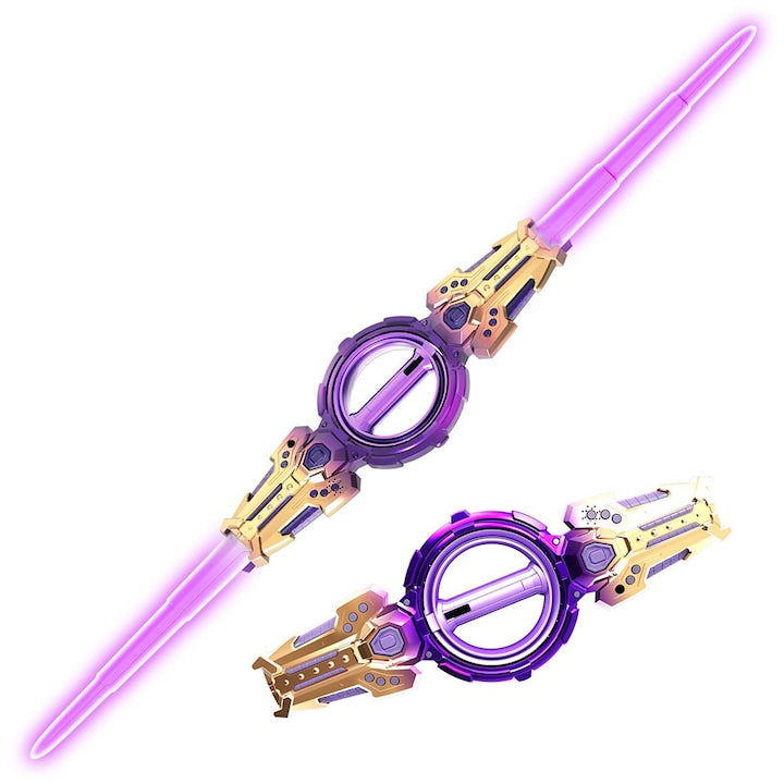 Sabie laser Flash Duel Swjoyol Sabie laser rotativa cu doua lame cu 7 culori Jucarie Razboinic Violet