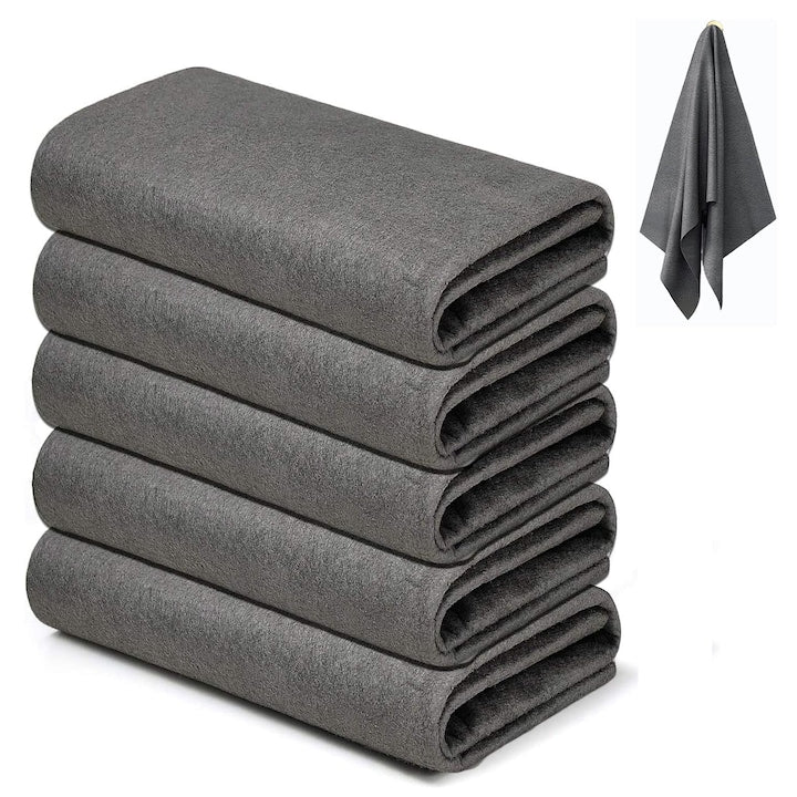 Set 5 Lavete Magice pentru curatare fara urme scame si zgarieturi multifunctionala refolosibile 30x30 cm OUYLAF Gri