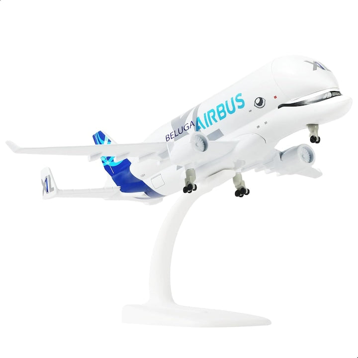 Macheta avion A330 Beluga XL Model de avion din metal cu ecran trepied scara 1:300 20cm Metal Alb