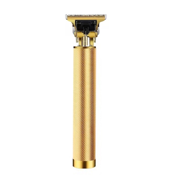 Masina De Tuns Profesionala Pentru Barba Contur Fara Fir Lame Inox Si Incarcare USB 1.5mm 3mm 6mm 9mm Negru/Auriu Cu Striatii