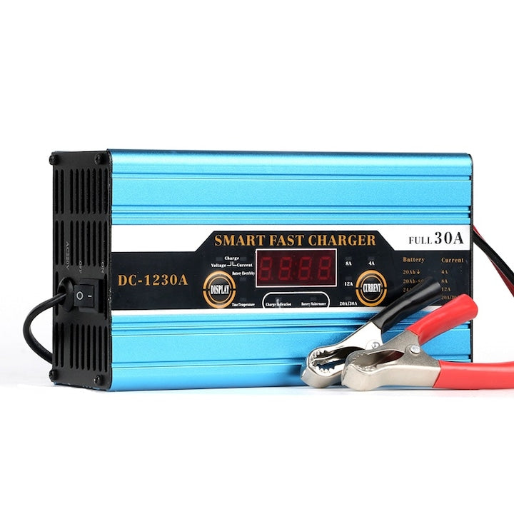 Rqiurpn Car Charger Fast Charging 30A LCD for Lead-Acid Batteries Blue 12V 200Ah