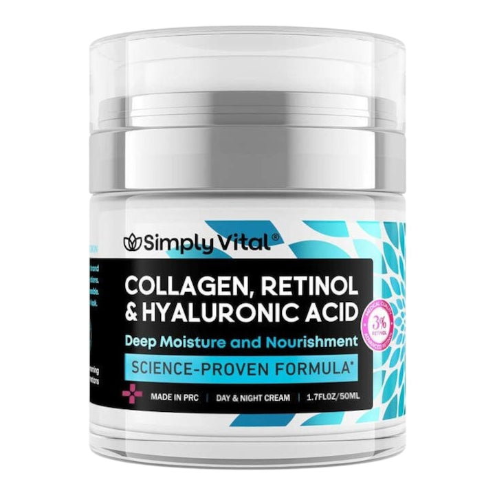 Crema de fata antirid cu colagen retinol si acid hialuronic crema hidratanta pentru fata gat si decolteu - Crema de zi si de noapte 1 7 Fl.Oz. Crema de fata Normal Zi