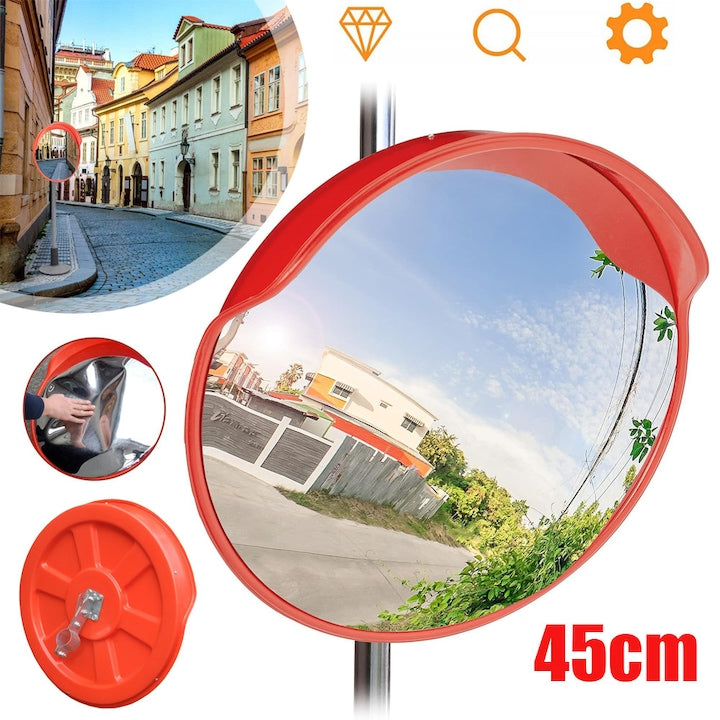 Convex Traffic Mirror 45 cm Convex Road Traffic Mirror with Panoramic View High-Definition Acrylic Convex Safety Mirror for Garages, Parking Lots and Outdoor Use