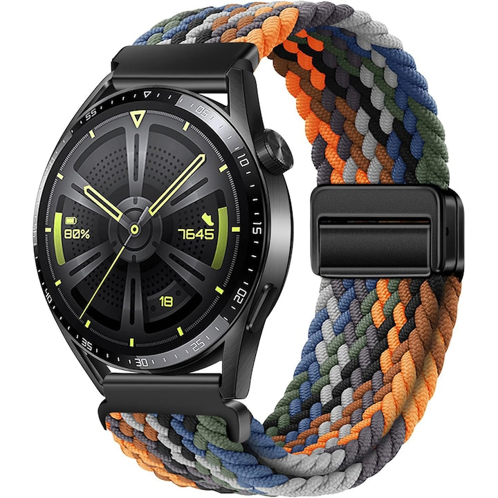Curea ceas pentru Huawei Watch GT GT2 GT3 GT4 GT5 Samsung Galaxy Watch 3 sau orice smartwatch cu latime curea 22 mm ajustabila nailon elastic Multicolor