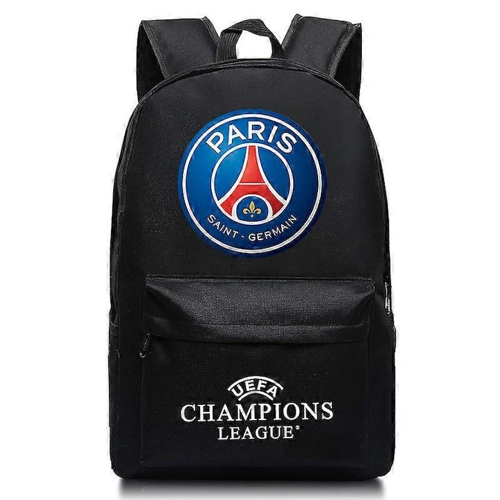 Rucsac scolar/ghiozdan din material Oxford capacitate mare cu imprimeu echipa de fotbal rezistent la apa cu bretele captusite si panou dorsal respirabil Negru Unica