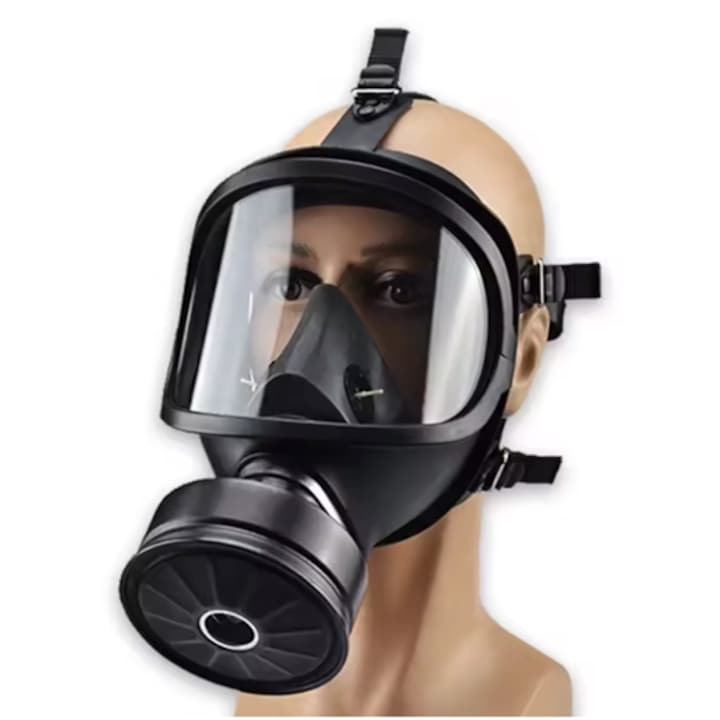 Toxic Gas Mask Panoramic Visor MF14 with Filter Included Chemical and Biological Protection 5-Point Seal Black