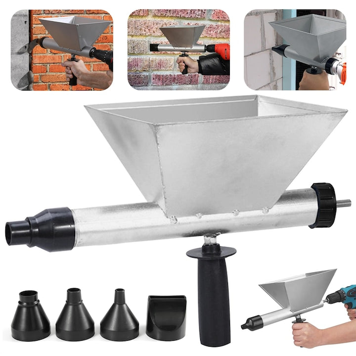 Portable Electric Grout Gun Mortar Sprayer Cement Machine Mortar Grout Gun for Bricks Mortar Caulking Finishing Tool with 4 Nozzles for Electric Drills