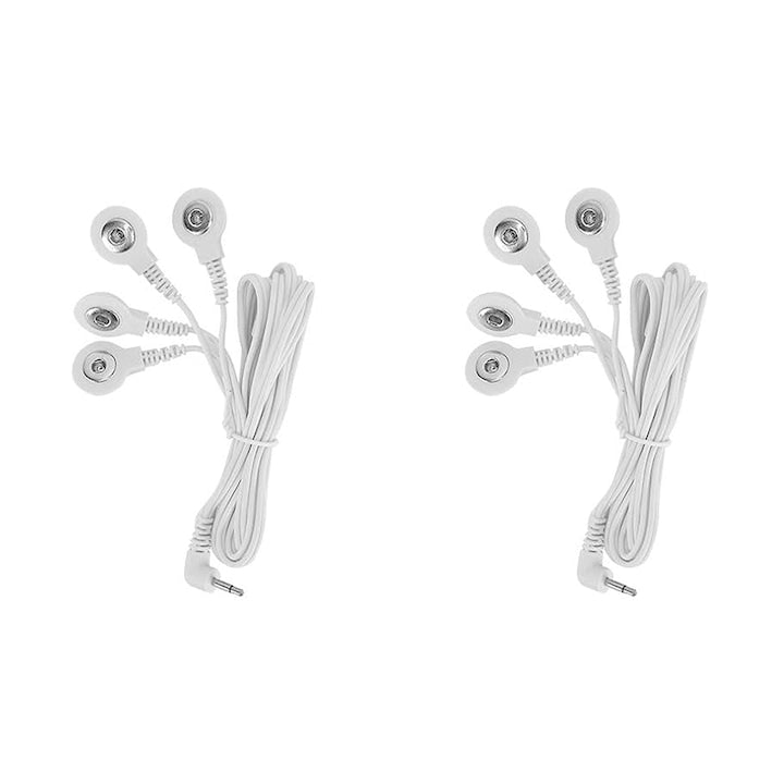 Set 2 4 Butoane Electrod Fir de Conductie Cablu Compatibil cu cablul de masaj digital TENS 2.5mm 120cm Alb