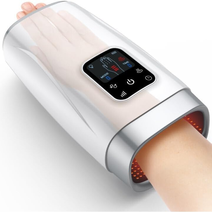 Aparat inteligent de masaj pentru maini WALALLA mod masculin si feminin versiune extinsa de masaj la incheietura mainii 4 grade de intensitate cu functie de caldura si compresie 2200 mAh amelioreaza oboseala promoveaza circulatia sangelui