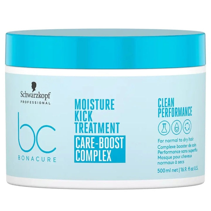 Schwarzkopf Professional BC Bonacure Moisture Kick Treatment 500ml– Tratament Hidratant Intens pentru Par Uscat Fragil sau Cret cu Glicerina si Complexul Care-Boost