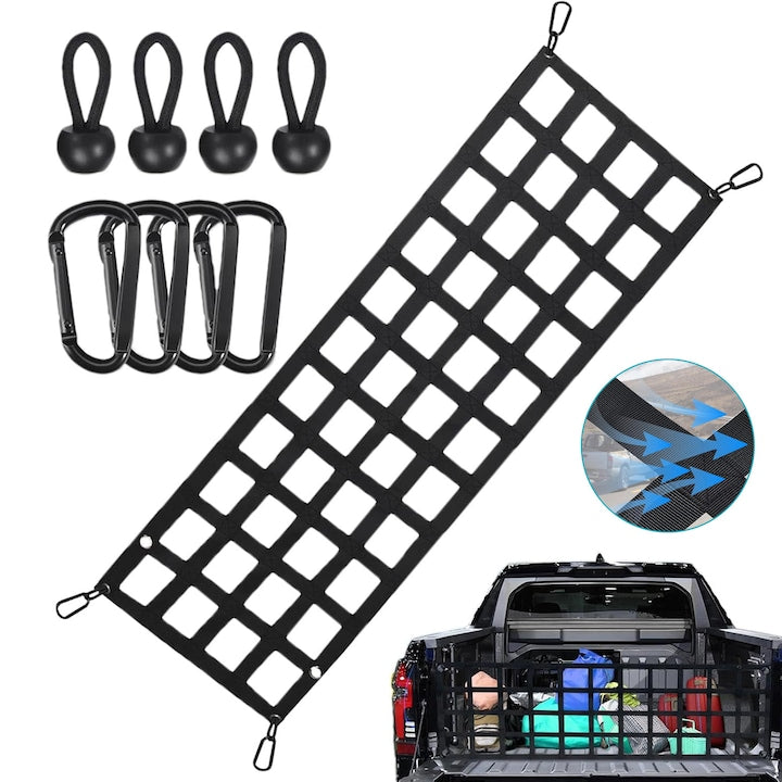 Plasa De Hayon Rezistenta Pentru Bena Camionetei Separator De Bena Pentru Camionete De Dimensiuni Mari 60'' x 18'' Negru Plasa De Incarcare Compatibila Cu Chevy Ford Tacoma Toyota Ram Etc