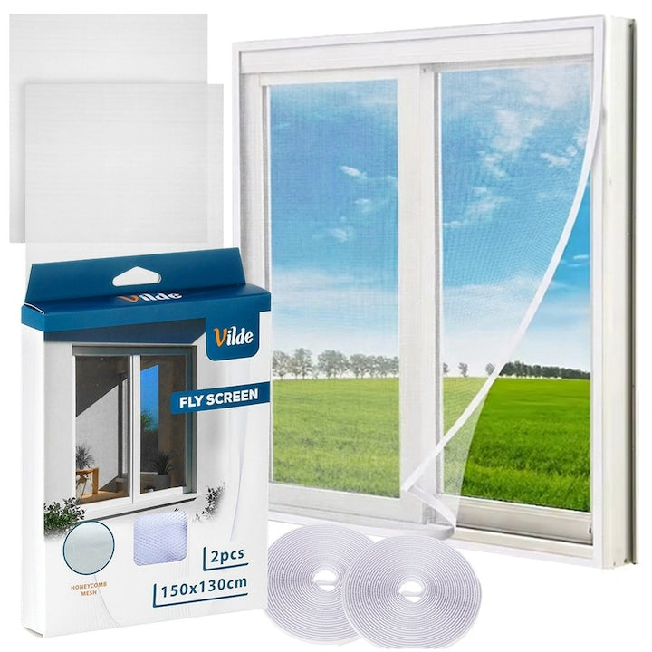Set 2 Plase Anti Tantari Pentru Fereastra Vilde Clasic 150x130 cm Poliester Alb Protectie Eficienta Impotriva Insectelor Montare Rapida Cu Banda Autoadeziva Inclusa Plasa Universala Ajustabila Prin Decupare Accesorii Casa Premium De Lux