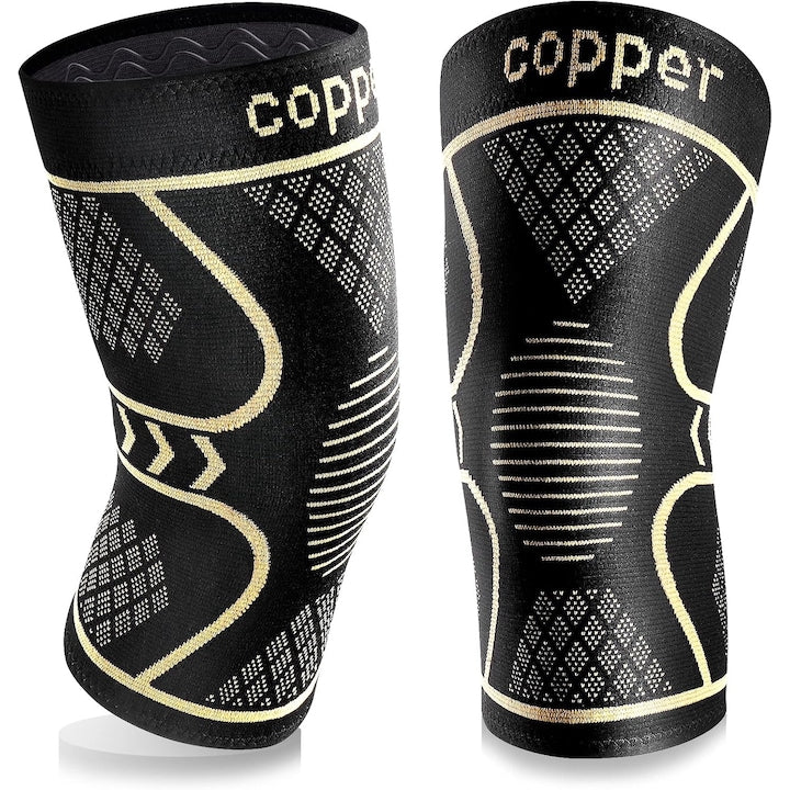Set 2 Genunchiere compresive cu fir de cupru unisex Sport Protejeaza Articulatia Genunchiului