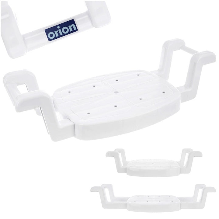 Scaun Pentru Cada Orion Model Ergonomic Reglabil 58-77x27.5 cm Alb Plastic Durabil Capacitate 150 kg Latime Adaptabila Pentru Orice Cada Orificii Pentru Scurgerea Apei Siguranta Si Confort Pentru Varstnici Si Dizabilitati